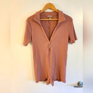 H & M ribbed knit collard cotton-jersey playsuit Size XL